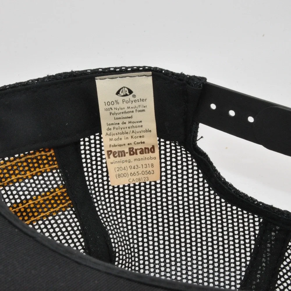 Pem-Brand Trucker Hat OSFM Black Yellow 3 Stripes Iron Workers Local 771 Vintage